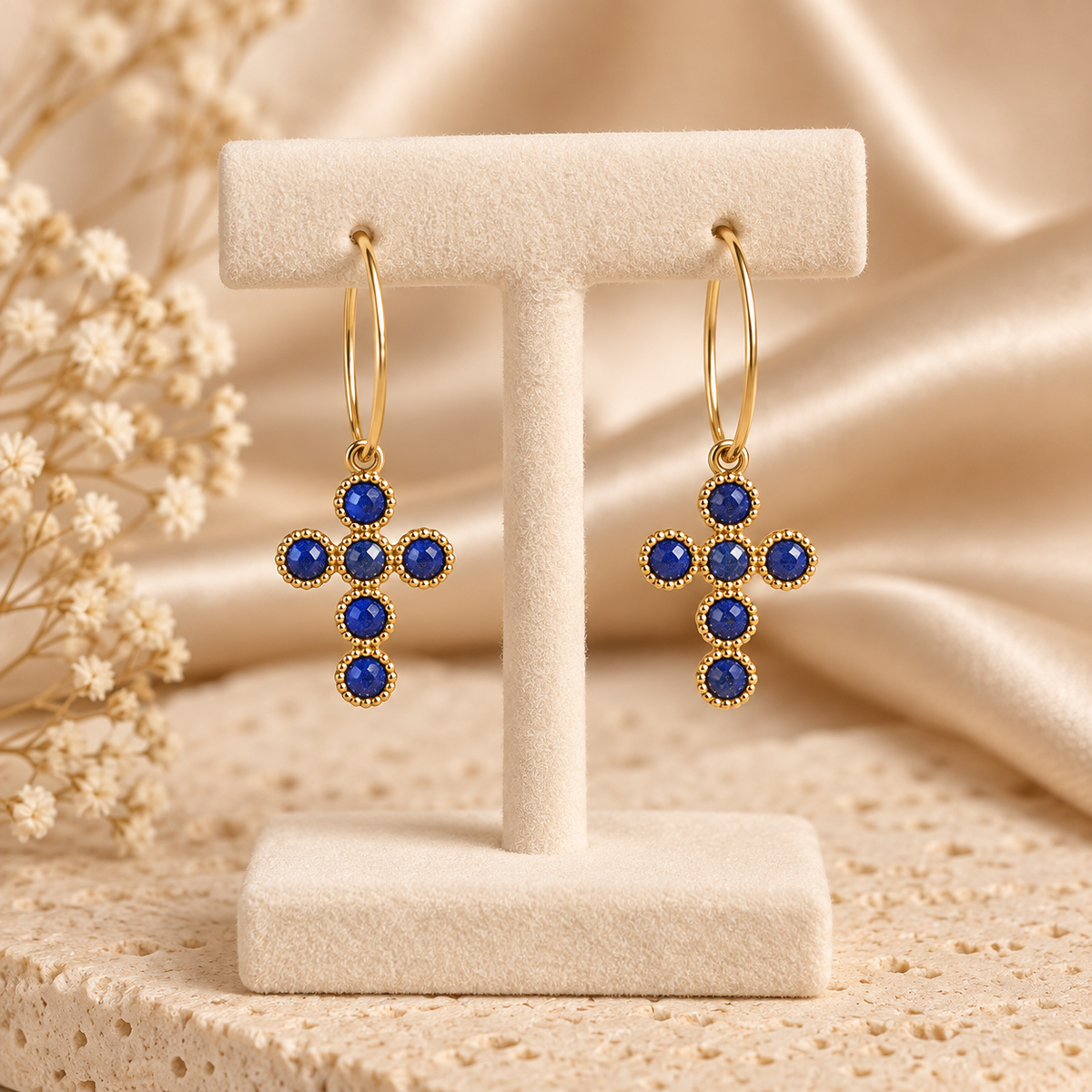 Boucles d’oreilles créoles Croix Éclat