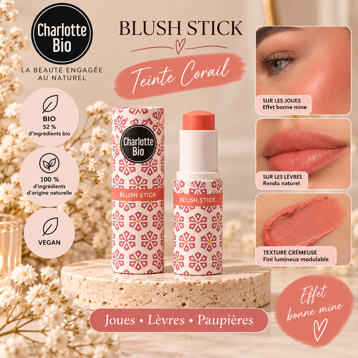 Blush Stick Multi-Usage Joues & Lèvres – Charlotte Bio