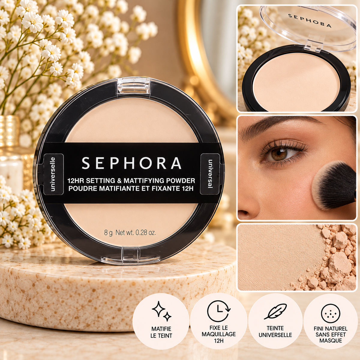 Sephora Collection – Poudre Matifiante & Fixante 12H – Universelle
