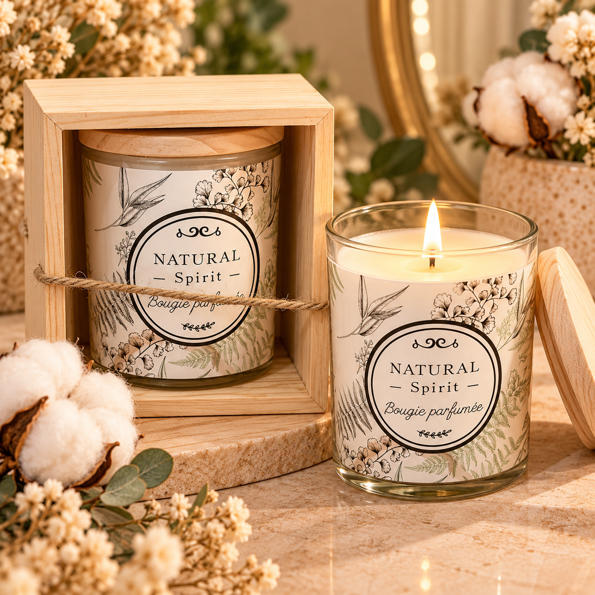 Bougie parfumée Natural Spirit – Fleur de Coton