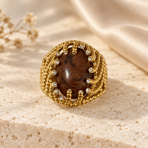 Bague pierre marron